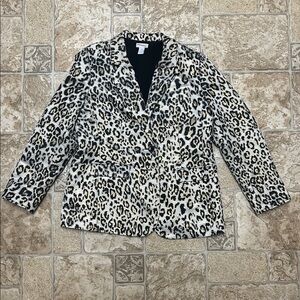 Chico's Black and Cream Leopard Blazer